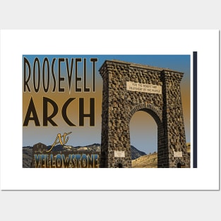 Roosevelt Arch in Yellowstone National Park retro travel poster image Posters and Art